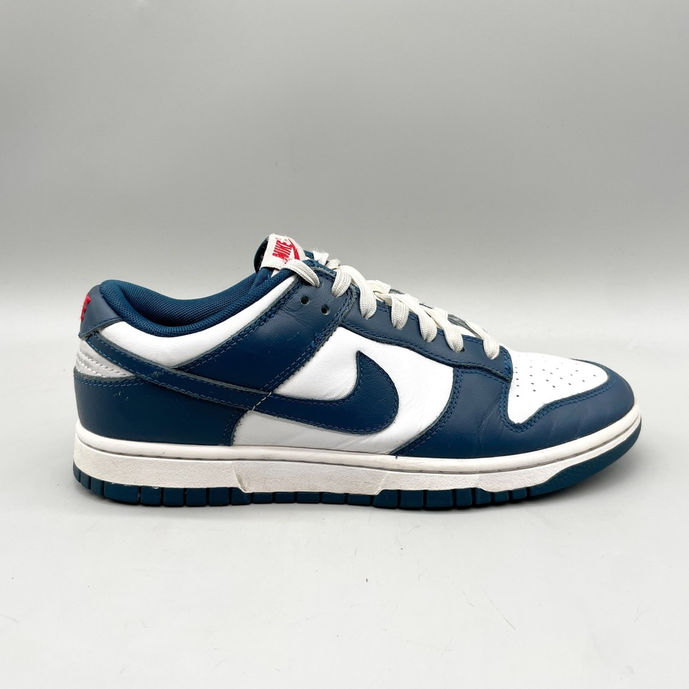 Nike Mens 8.5 Dunk Low Valerian Blue Sneakers White Red Leather Streetwear Retro